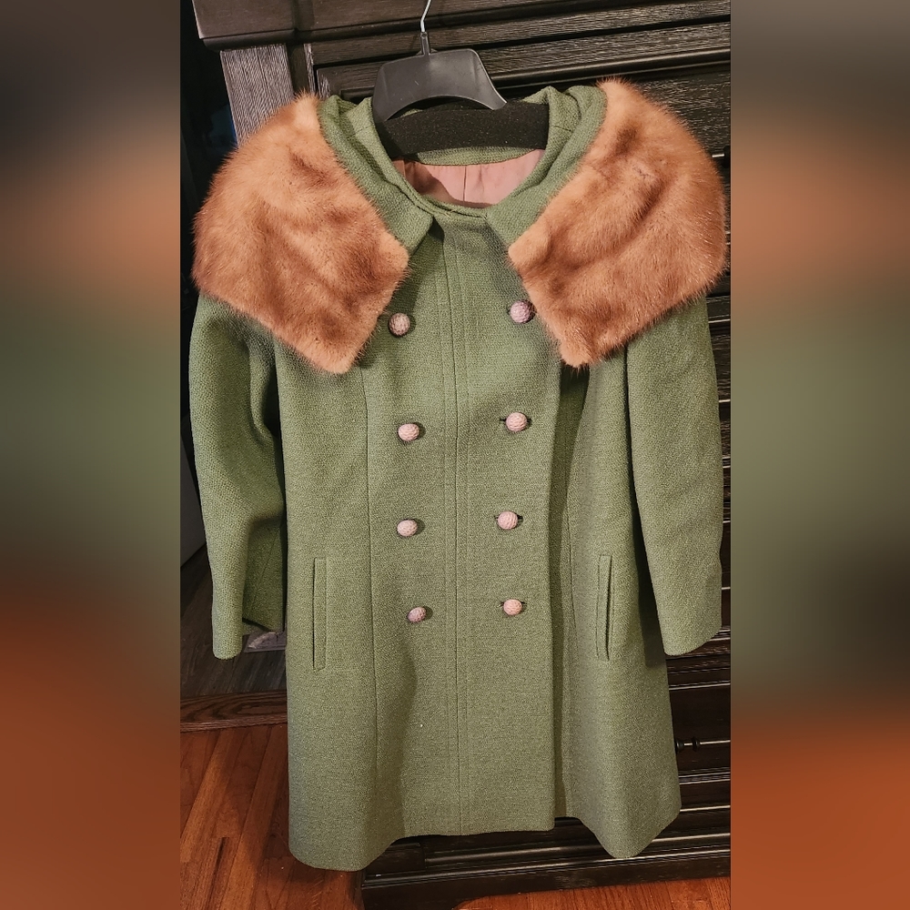 VINTAGE Steven Frostmann Coat, Size Small Moss Sage Green